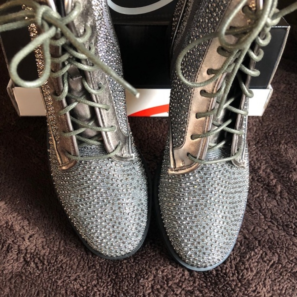 COPY - Design Lab - Pewter Laced up Boots